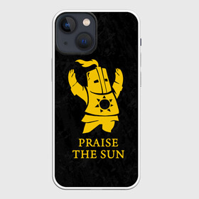Чехол для iPhone 13 mini с принтом PRAISE THE SUN | DARK SOULS | ТЁМНЫЕ ДУШИ в Новосибирске,  |  | dark souls | game | gamer | knight | play | player | praise the sun | дарк соулс | доспехи | игры | надпись | рыцарь | темные души