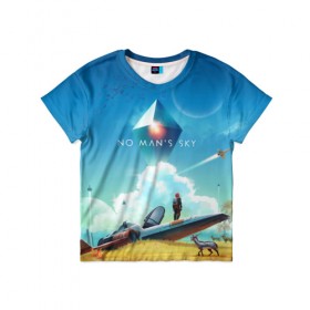 Детская футболка 3D с принтом No Man’s Sky - Atlas Rises в Новосибирске, 100% гипоаллергенный полиэфир | прямой крой, круглый вырез горловины, длина до линии бедер, чуть спущенное плечо, ткань немного тянется | no man sky | no mans sky | no man’s sky | no man’s sky next