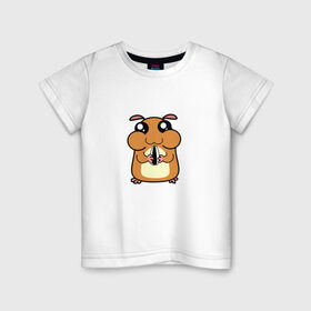 Детская футболка хлопок с принтом Хомячок в Новосибирске, 100% хлопок | круглый вырез горловины, полуприлегающий силуэт, длина до линии бедер | арт | животные | милые | хомяк | хомячок | щекастик