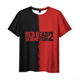 Мужская футболка 3D с принтом RED DEAD REDEMPTION 2 в Новосибирске, 100% полиэфир | прямой крой, круглый вырез горловины, длина до линии бедер | Тематика изображения на принте: rdr | rdr2 | red dead redemption 2 | rockstar | дикий запад | ковбои