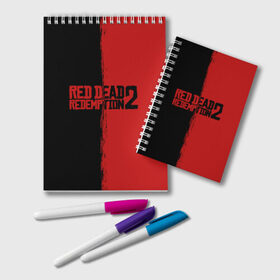 Блокнот с принтом RED DEAD REDEMPTION 2 в Новосибирске, 100% бумага | 48 листов, плотность листов — 60 г/м2, плотность картонной обложки — 250 г/м2. Листы скреплены удобной пружинной спиралью. Цвет линий — светло-серый
 | rdr | rdr2 | red dead redemption 2 | rockstar | дикий запад | ковбои