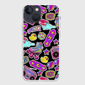 Чехол для iPhone 13 mini с принтом Back to 90 в Новосибирске,  |  | 80 | 90 | acid | acidic | cola | eighties | lightning | nineties | offline | skate | star | восьмидесятые | девяностые | кислота | олдскул