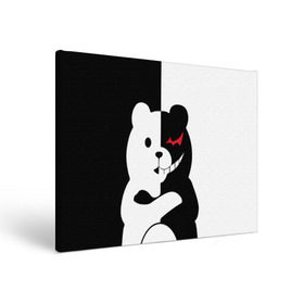 Холст прямоугольный с принтом MONOKUMA в Новосибирске, 100% ПВХ |  | anime | bear | black  white | minomi | monokuma | pink | rabbit | school | аниме | главарь | миноми | монокума | черно белый | школа