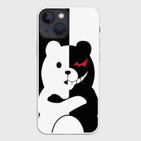 Чехол для iPhone 13 mini с принтом MONOKUMA   МОНОКУМА в Новосибирске,  |  | anime | bear | black  white | minomi | monokuma | pink | rabbit | school | аниме | главарь | миноми | монокума | черно белый | школа