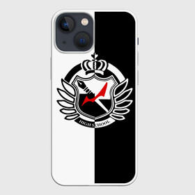 Чехол для iPhone 13 mini с принтом MONOKUMA SCHOOL с фоном в Новосибирске,  |  | anime | bear | black  white | minomi | monokuma | pink | rabbit | school | аниме | главарь | миноми | монокума | черно белый | школа