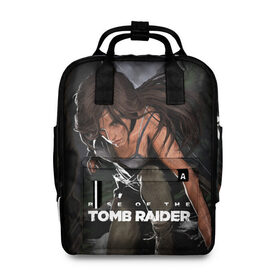 Женский рюкзак 3D с принтом Tomb Raider в Новосибирске, 100% полиэстер | лямки с регулируемой длиной, сверху ручки, чтобы рюкзак нести как сумку. Основное отделение закрывается на молнию, как и внешний карман. Внутри два дополнительных кармана, один из которых закрывается на молнию. По бокам два дополнительных кармашка, куда поместится маленькая бутылочка
 | Тематика изображения на принте: 