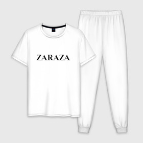 Мужская пижама хлопок с принтом Zaraza в Новосибирске, 100% хлопок | брюки и футболка прямого кроя, без карманов, на брюках мягкая резинка на поясе и по низу штанин
 | Тематика изображения на принте: antibrand | brand | logo | zara | бренд | зара | зараза | лого