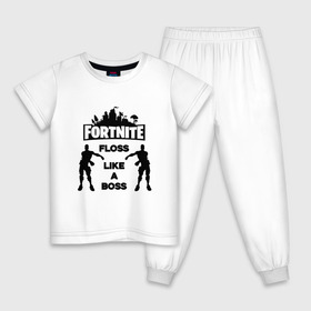 Детская пижама хлопок с принтом Floss like a boss в Новосибирске, 100% хлопок |  брюки и футболка прямого кроя, без карманов, на брюках мягкая резинка на поясе и по низу штанин
 | dance | floss like a boss | fortnite | swag | танец