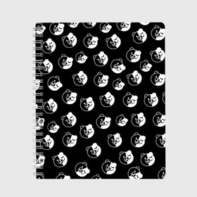 Тетрадь с принтом MONOKUMA в Новосибирске, 100% бумага | 48 листов, плотность листов — 60 г/м2, плотность картонной обложки — 250 г/м2. Листы скреплены сбоку удобной пружинной спиралью. Уголки страниц и обложки скругленные. Цвет линий — светло-серый
 | anime | bear | black  white | danganronpa | korokuma | monodam | monokuma | monomi | monotaro | pink | rabbit | school | shirokuma | аниме | главарь | мoноми | монокума | черно белый | школа