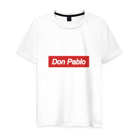Мужская футболка хлопок с принтом Don Pablo в Новосибирске, 100% хлопок | прямой крой, круглый вырез горловины, длина до линии бедер, слегка спущенное плечо. | Тематика изображения на принте: escobar | loving pablo | эскобар