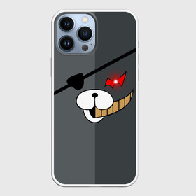 Чехол для iPhone 13 Pro Max с принтом KUROKUMA  на сером в Новосибирске,  |  | anime | bear | black  white | danganronpa | kurokuma | monodam | monokuma | monomi | monotaro | pink | rabbit | school | shirokuma | аниме | главарь | мoноми | монокума | черно белый | школа