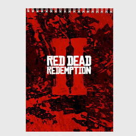 Скетчбук с принтом RED DEAD REDEMPTION 2 в Новосибирске, 100% бумага
 | 48 листов, плотность листов — 100 г/м2, плотность картонной обложки — 250 г/м2. Листы скреплены сверху удобной пружинной спиралью | gamer | gun | logo | play | player | rdr2 | red dead redemption 2 | rockstar | western | вестерн | ковбои | компьютерные игры 2019 | криминал | лого | рокстар