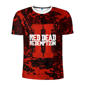 Мужская футболка 3D спортивная с принтом RED DEAD REDEMPTION 2 в Новосибирске, 100% полиэстер с улучшенными характеристиками | приталенный силуэт, круглая горловина, широкие плечи, сужается к линии бедра | gamer | gun | logo | play | player | rdr2 | red dead redemption 2 | rockstar | western | вестерн | ковбои | компьютерные игры 2019 | криминал | лого | рокстар