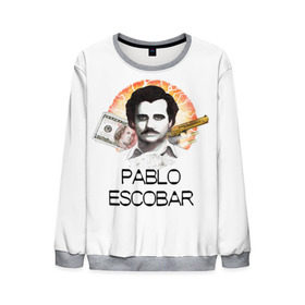 Мужской свитшот 3D с принтом Pablo Escobar в Новосибирске, 100% полиэстер с мягким внутренним слоем | круглый вырез горловины, мягкая резинка на манжетах и поясе, свободная посадка по фигуре | Тематика изображения на принте: escobar | loving pablo | эскобар
