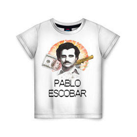 Детская футболка 3D с принтом Pablo Escobar в Новосибирске, 100% гипоаллергенный полиэфир | прямой крой, круглый вырез горловины, длина до линии бедер, чуть спущенное плечо, ткань немного тянется | escobar | loving pablo | эскобар