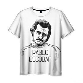 Мужская футболка 3D с принтом Pablo Escobar в Новосибирске, 100% полиэфир | прямой крой, круглый вырез горловины, длина до линии бедер | escobar | loving pablo | эскобар