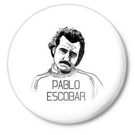 Значок с принтом Pablo Escobar в Новосибирске,  металл | круглая форма, металлическая застежка в виде булавки | escobar | loving pablo | эскобар