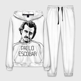 Мужской костюм 3D с принтом Pablo Escobar в Новосибирске, 100% полиэстер | Манжеты и пояс оформлены тканевой резинкой, двухслойный капюшон со шнурком для регулировки, карманы спереди | Тематика изображения на принте: escobar | loving pablo | эскобар