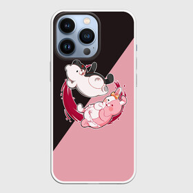 Чехол для iPhone 13 Pro с принтом MONOKUMA X MONOMI | МОНОКУМА в Новосибирске,  |  | anime | bear | black  white | danganronpa | kurokuma | monodam | monokuma | monomi | monotaro | pink | rabbit | school | shirokuma | аниме | главарь | мoноми | монокума | черно белый | школа