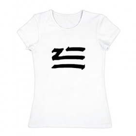 Женская футболка хлопок с принтом LOGO |ZHU в Новосибирске, 100% хлопок | прямой крой, круглый вырез горловины, длина до линии бедер, слегка спущенное плечо | 