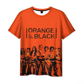 Мужская футболка 3D с принтом ORANGE IS THE NEW BLACK в Новосибирске, 100% полиэфир | прямой крой, круглый вырез горловины, длина до линии бедер | orange is the new black | оранжевый  хит сезона