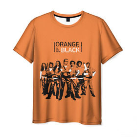 Мужская футболка 3D с принтом Orange Is the New Black 3D в Новосибирске, 100% полиэфир | прямой крой, круглый вырез горловины, длина до линии бедер | 