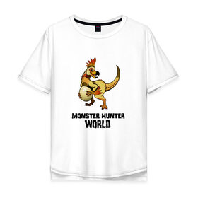 Мужская футболка хлопок Oversize с принтом Monster Hunter: World в Новосибирске, 100% хлопок | свободный крой, круглый ворот, “спинка” длиннее передней части | Тематика изображения на принте: monster hunter: world