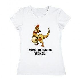 Женская футболка хлопок с принтом Monster Hunter: World в Новосибирске, 100% хлопок | прямой крой, круглый вырез горловины, длина до линии бедер, слегка спущенное плечо | monster hunter: world