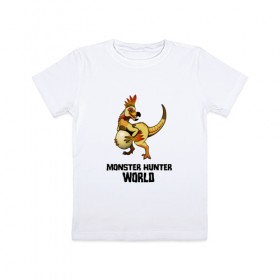 Детская футболка хлопок с принтом Monster Hunter: World в Новосибирске, 100% хлопок | круглый вырез горловины, полуприлегающий силуэт, длина до линии бедер | Тематика изображения на принте: monster hunter: world