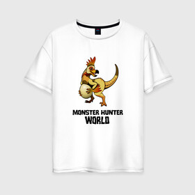 Женская футболка хлопок Oversize с принтом Monster Hunter World в Новосибирске, 100% хлопок | свободный крой, круглый ворот, спущенный рукав, длина до линии бедер
 | monster hunter: world