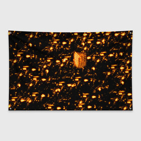 Флаг-баннер с принтом Огненное золото Титанов в Новосибирске, 100% полиэстер | размер 67 х 109 см, плотность ткани — 95 г/м2; по краям флага есть четыре люверса для крепления | attack | titan | аккерман | арлерт | армин | атака | гуманоид | йегер | манга | микаса | монстры | мутант | титанов | эрен