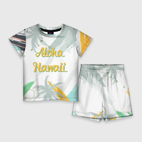 Детский костюм с шортами 3D с принтом Aloha Hawaii в Новосибирске,  |  | aloha | summer | sun | travel | гавайи | лето | путешествия