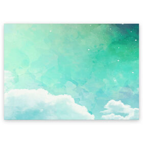 Поздравительная открытка с принтом Облако в Новосибирске, 100% бумага | плотность бумаги 280 г/м2, матовая, на обратной стороне линовка и место для марки
 | абстракт | вектор | звезды | зеленый | красиво | небо | облако | синий | узор