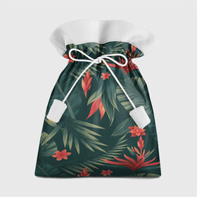 Подарочный 3D мешок с принтом Тропики в Новосибирске, 100% полиэстер | Размер: 29*39 см | вектор | джунгли | дизайн | зеленый | красиво | красный | лес | лето | папоротник | тропики | тропические листья