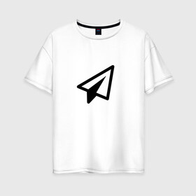 Женская футболка хлопок Oversize с принтом Самолетик в Новосибирске, 100% хлопок | свободный крой, круглый ворот, спущенный рукав, длина до линии бедер
 | геометрия | иконка | минимализм | самолетик | сообщение | треугольники | ярлык