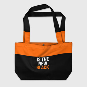 Пляжная сумка 3D с принтом ORANGE IS THE NEW BLACK в Новосибирске, 100% полиэстер | застегивается на металлическую кнопку; внутренний карман застегивается на молнию. Стенки укреплены специальным мягким материалом, чтобы защитить содержимое от несильных ударов
 | orange is the new black