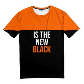 Мужская футболка 3D с принтом ORANGE IS THE NEW BLACK в Новосибирске, 100% полиэфир | прямой крой, круглый вырез горловины, длина до линии бедер | orange is the new black
