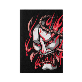 Обложка для паспорта матовая кожа с принтом Демон Они в Новосибирске, натуральная матовая кожа | размер 19,3 х 13,7 см; прозрачные пластиковые крепления | Тематика изображения на принте: demon | demons | japan | manga | oni | китай | манга | мифология