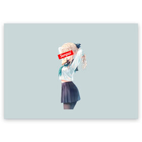 Поздравительная открытка с принтом Семпай в Новосибирске, 100% бумага | плотность бумаги 280 г/м2, матовая, на обратной стороне линовка и место для марки
 | Тематика изображения на принте: anime girl | senpai | манга | семпай | япония