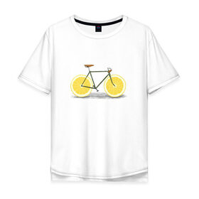 Мужская футболка хлопок Oversize с принтом Велосипед в Новосибирске, 100% хлопок | свободный крой, круглый ворот, “спинка” длиннее передней части | Тематика изображения на принте: bike | вело | велосипед | лимон