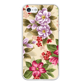 Чехол для iPhone 5/5S матовый с принтом Цветы в Новосибирске, Силикон | Область печати: задняя сторона чехла, без боковых панелей | букет | георгин | гладиолус | нежный | пастель | роза | ромашка