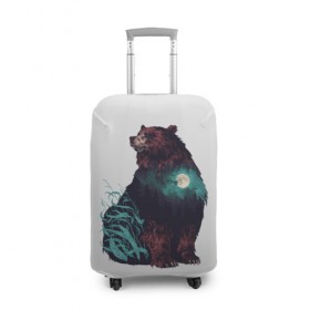 Чехол для чемодана 3D с принтом Дух природы в Новосибирске, 86% полиэфир, 14% спандекс | двустороннее нанесение принта, прорези для ручек и колес | bear | pooh | win dooh | winnie | винни | дикий | зверь | медведь | пух | символ