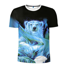 Мужская футболка 3D спортивная с принтом Мишка на Севере в Новосибирске, 100% полиэстер с улучшенными характеристиками | приталенный силуэт, круглая горловина, широкие плечи, сужается к линии бедра | Тематика изображения на принте: bear | pooh | win dooh | winnie | арктика | винни | дикий | зверь | медведь | пух | север | символ | снег