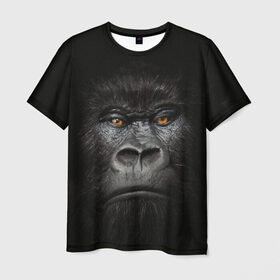 Мужская футболка 3D с принтом Горилла 3D в Новосибирске, 100% полиэфир | прямой крой, круглый вырез горловины, длина до линии бедер | Тематика изображения на принте: горилла | животные | обезьянка