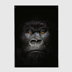 Постер с принтом Горилла 3D в Новосибирске, 100% бумага
 | бумага, плотность 150 мг. Матовая, но за счет высокого коэффициента гладкости имеет небольшой блеск и дает на свету блики, но в отличии от глянцевой бумаги не покрыта лаком | горилла | животные | обезьянка