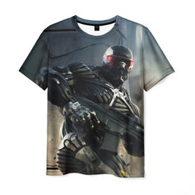 Мужская футболка 3D с принтом Crysis в Новосибирске, 100% полиэфир | прямой крой, круглый вырез горловины, длина до линии бедер | crysis | warhead | wars | гамма | инопланетян | кризис | лазер | наногранаты | нанокостюм | оружия | прицел | экзоскелет