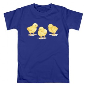 Мужская футболка хлопок с принтом Цыплята в Новосибирске, 100% хлопок | прямой крой, круглый вырез горловины, длина до линии бедер, слегка спущенное плечо. | животные | курица | мими | прелесть | птицы | утки | цыпа | цыплята