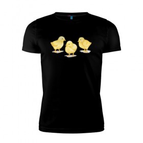 Мужская футболка премиум с принтом Цыплята в Новосибирске, 92% хлопок, 8% лайкра | приталенный силуэт, круглый вырез ворота, длина до линии бедра, короткий рукав | животные | курица | мими | прелесть | птицы | утки | цыпа | цыплята