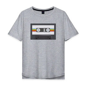 Мужская футболка хлопок Oversize с принтом Компакт-кассета в Новосибирске, 100% хлопок | свободный крой, круглый ворот, “спинка” длиннее передней части | 90 е | арт | аудиокассета | дизайн | компакт кассета | магнитола | музыка | ретро