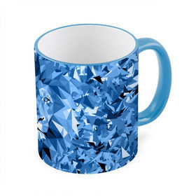 Кружка 3D с принтом Сине-бело-голубой лев в Новосибирске, керамика | ёмкость 330 мл | fczp | spb | zenit | белый | геометрия | зенит | питер | санкт петербург | синий | спб | треугольники